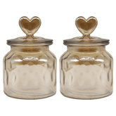 Jogo 2 Porta Mantimentos Old Fashion com Tampa em Vidro 650ml - Ela Decora